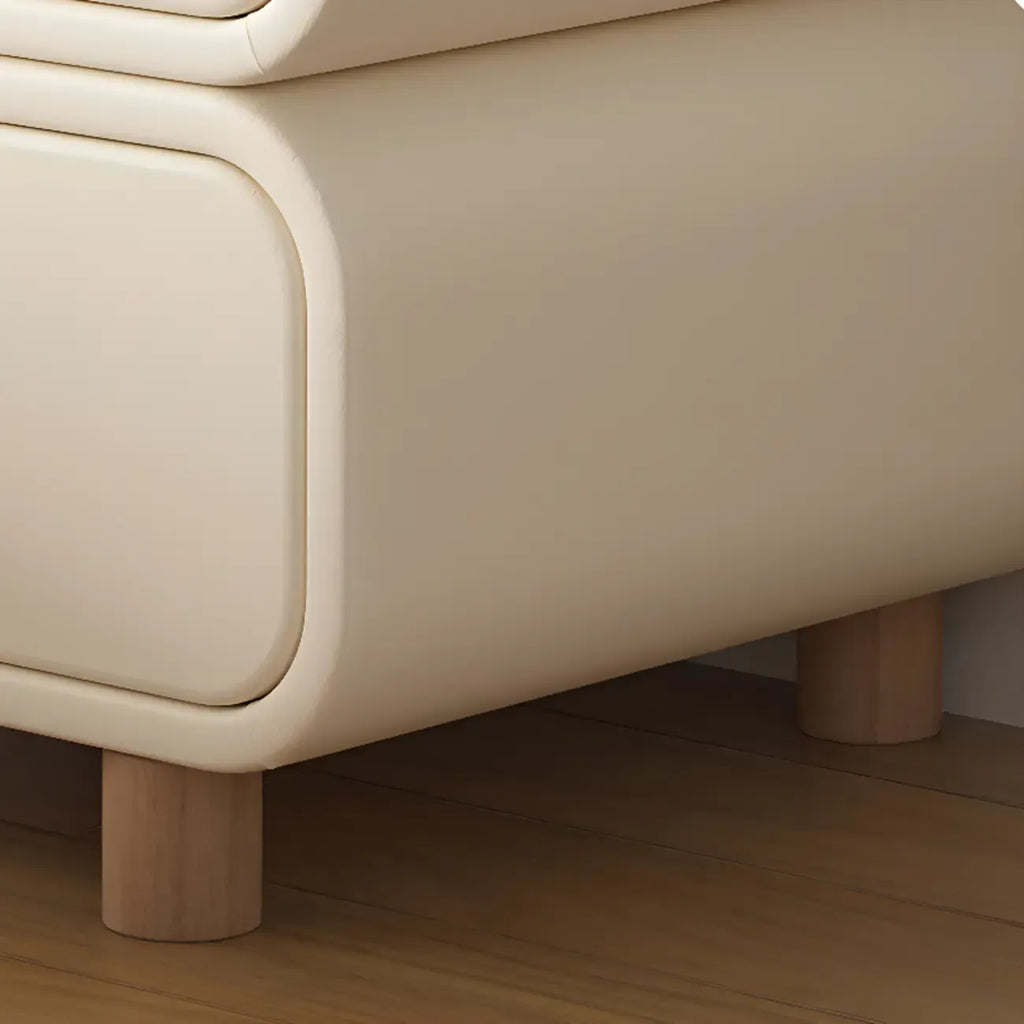 Table de chevet scandinave en similicuir avec finition en faux cuir