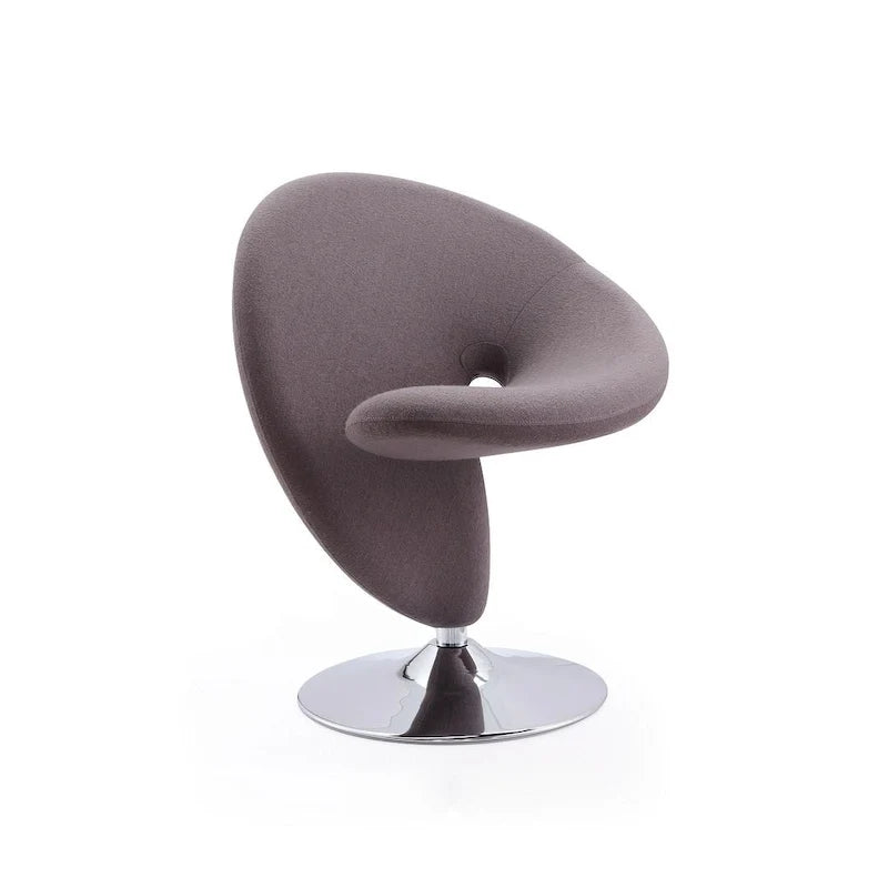 Fauteuil pivotant en mélange de laine et chrome Curl de Manhattan Comfort (lot de 2)