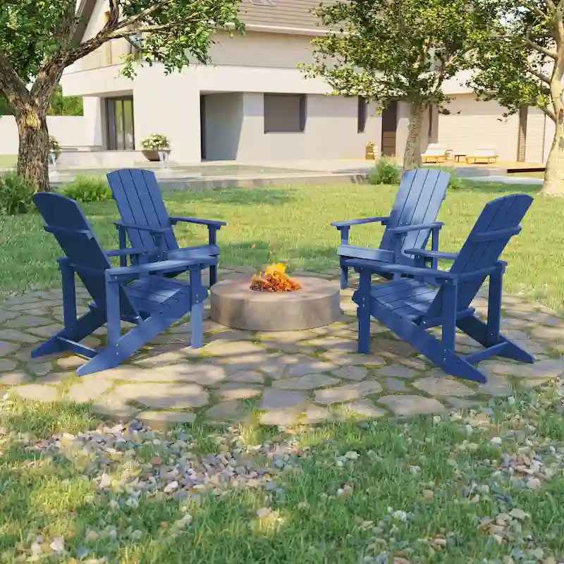 Chaises Adirondack d'extérieur en bois résistantes aux intempéries Bonosuki - Lot de 4