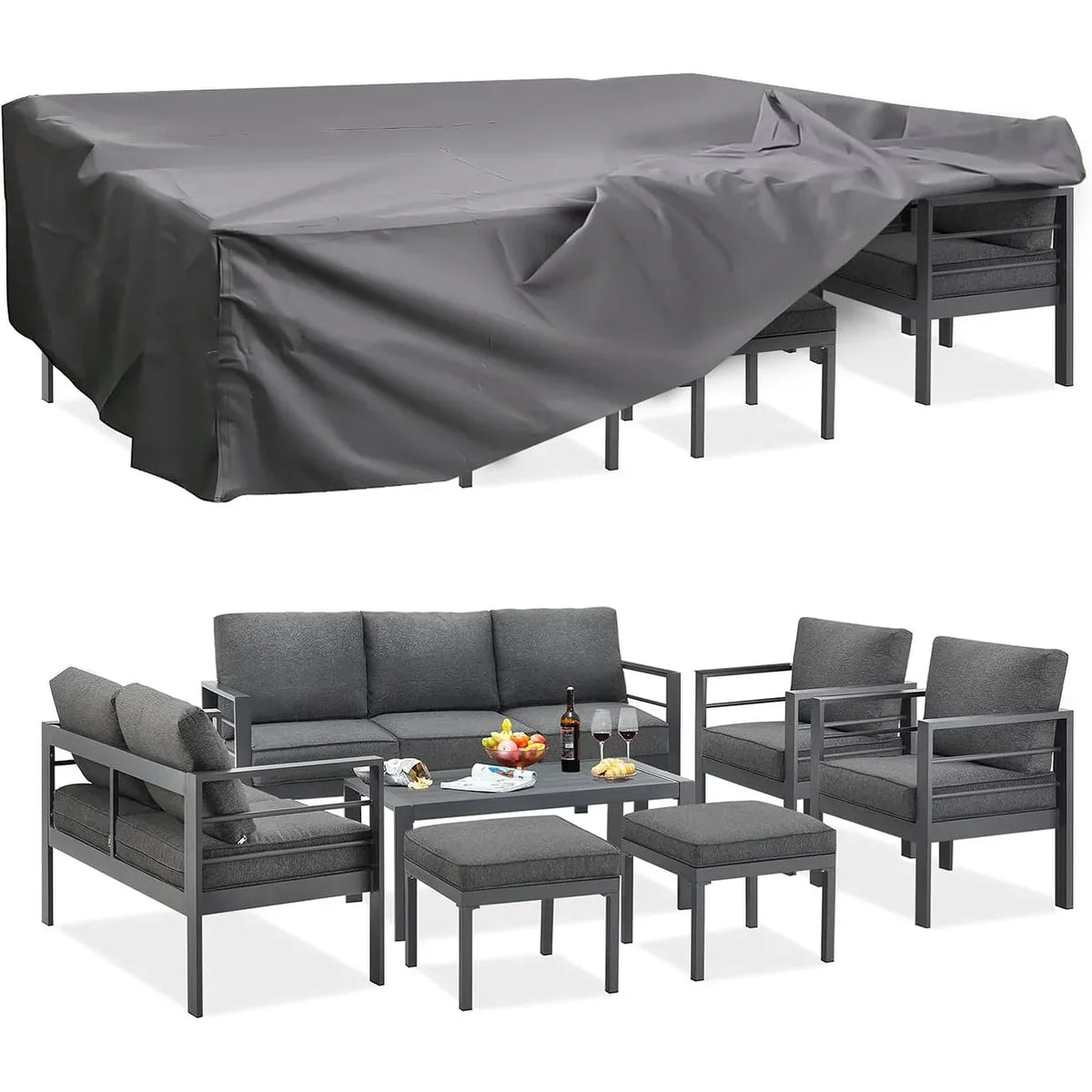 AECOJOY Ensemble de 7 Meubles de Jardin en Aluminium pour Extérieur