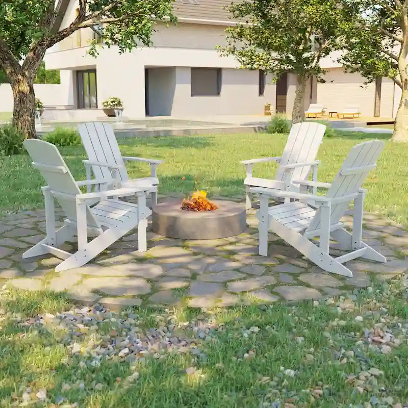 Chaises Adirondack d'extérieur en bois résistantes aux intempéries Bonosuki - Lot de 4