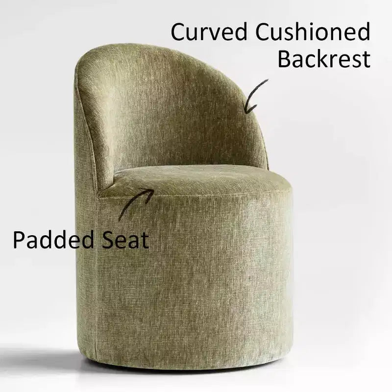 Ensemble de salle à manger moderne pour 6 personnes, table à manger ronde avec pied central, chaises de salle à manger pivotantes à roulettes, tissu chenille texturé - Panipeachy