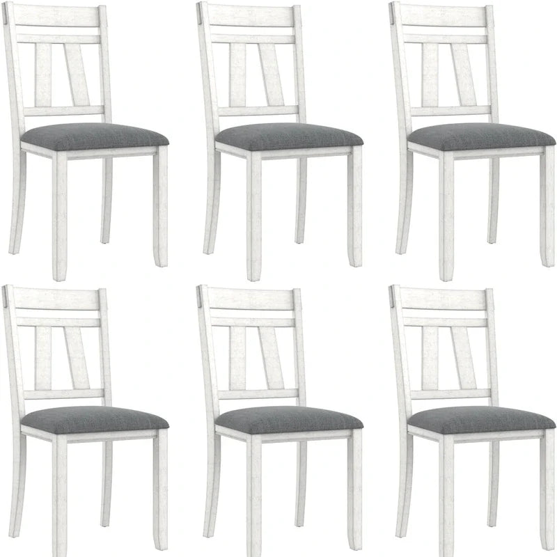 Chaises de salle à manger en bois massif VECELO avec assise en tissu de lin, ensemble de 2/4/6 chaises de salle à manger