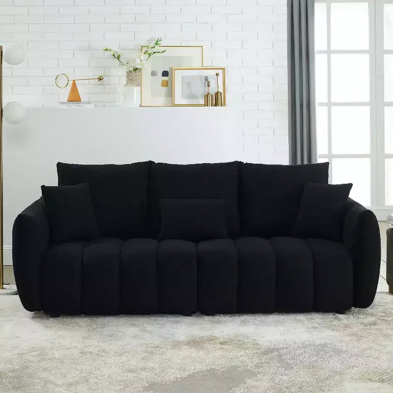 GDFStudio Alanna Canapé 3 places moderne en tissu peluche 79,5 po avec oreillers