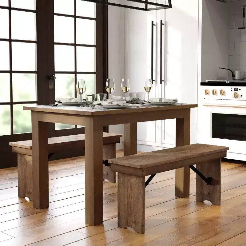Table de salle à manger de ferme rectangulaire en pin massif 46 x 30 Flash Furniture