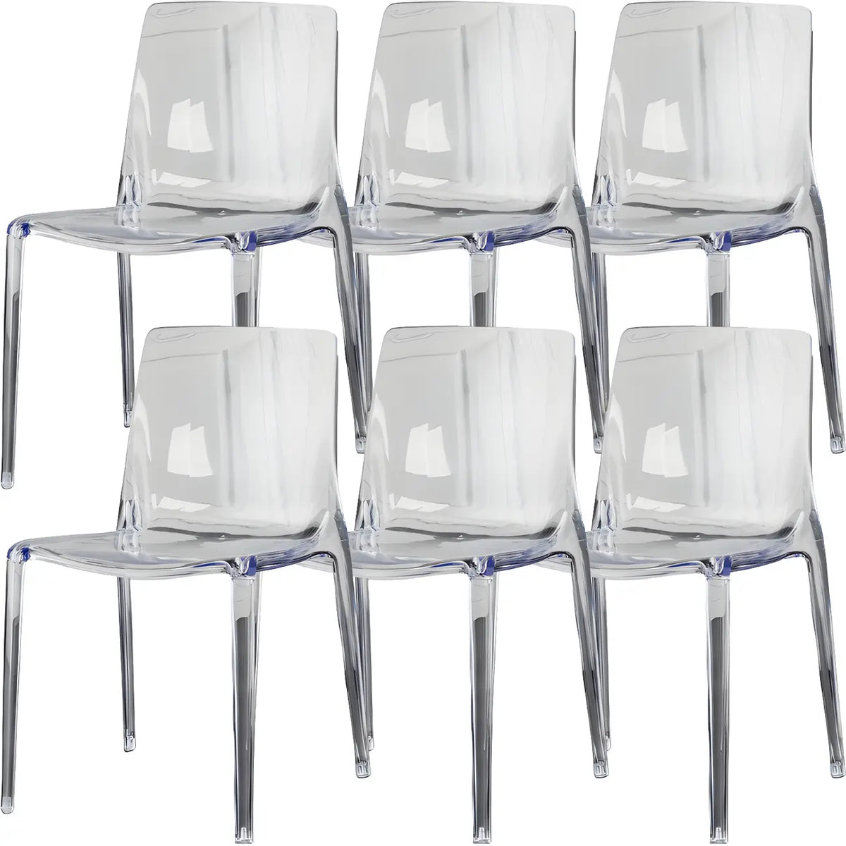 Chaise de salle à manger sans accoudoirs à dossier bas en acrylique ambre