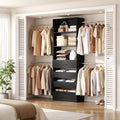 Besiost Système d'organisation de placard en bois de 1,2 à 2,7 m avec 4 tiroirs, 4 tringles à vêtements et étagères