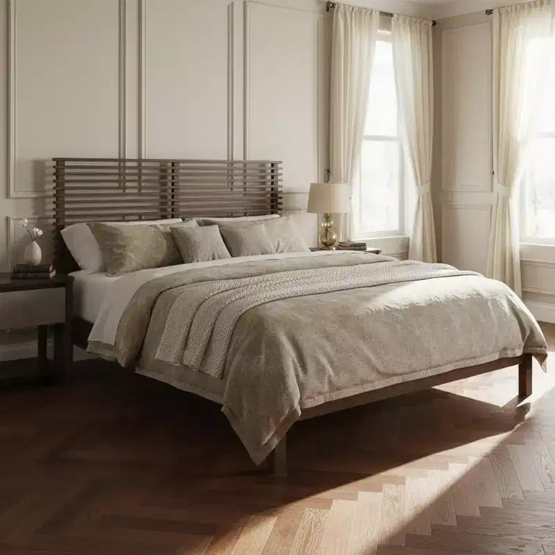 Christopher Knight Home Eunji - Cadre de lit moderne en bois de pin avec tête de lit à lattes horizontales