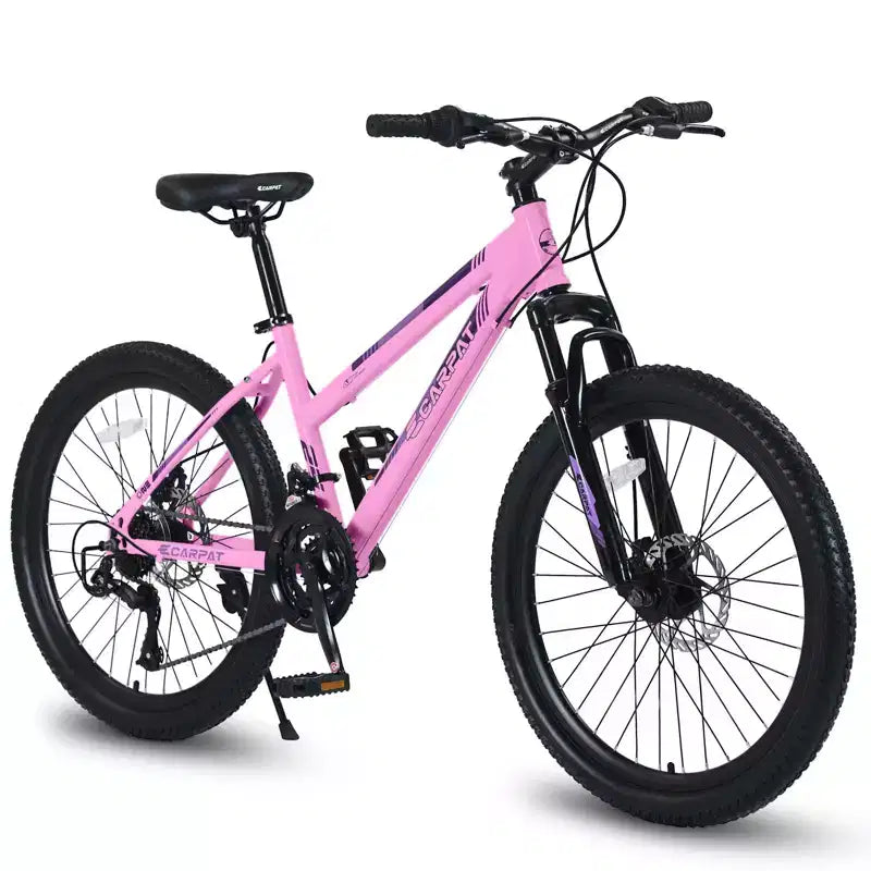 VTT Okak 24/26 pouces avec 21 vitesses et double freins à disque, vélo pour enfants avec suspension avant de 100 mm, Dirt Bike pour adolescents et femmes