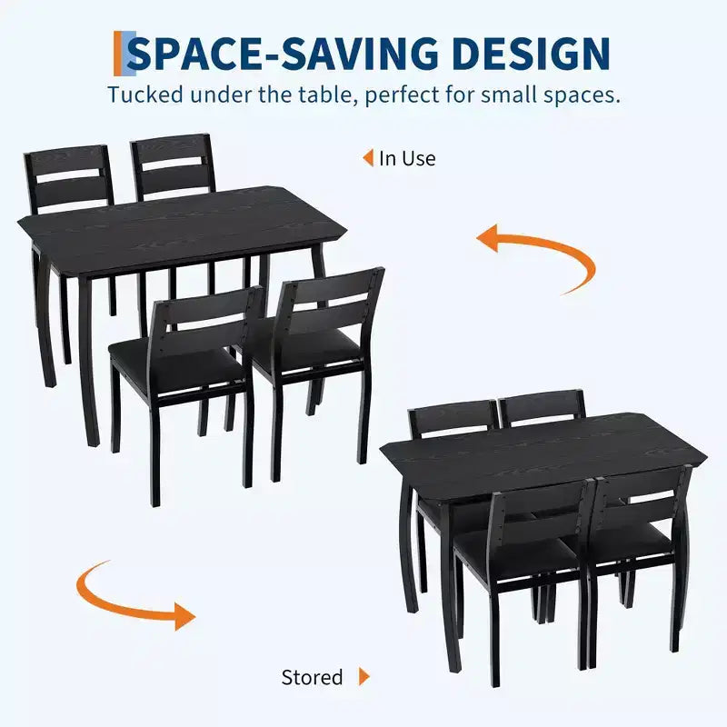 Ensemble de table et 4 chaises de cuisine avec cadre métallique, design biseauté