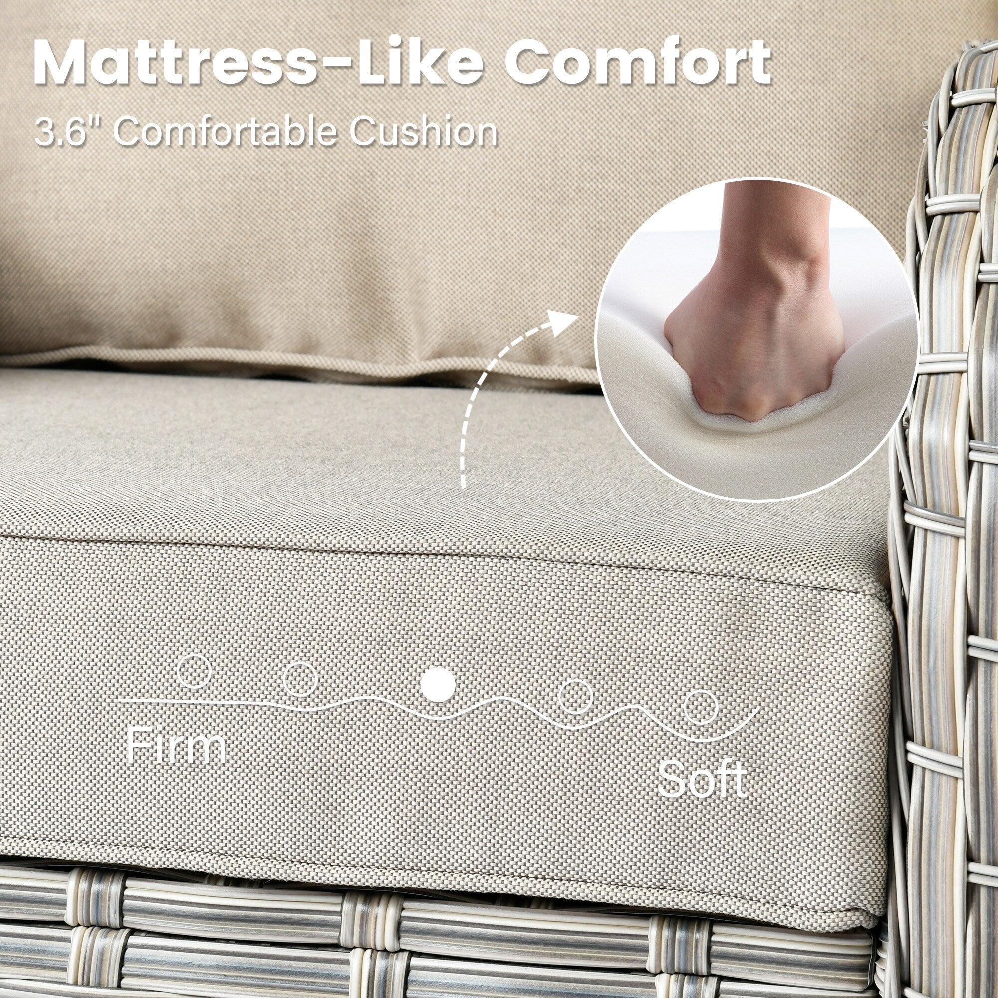 Ensemble de 9 chaises pivotantes en osier d'extérieur OVIOS avec table brasero