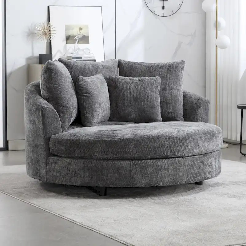 Fauteuil Moderne Rond Avec 5 Coussins Et Pouf Optionnel