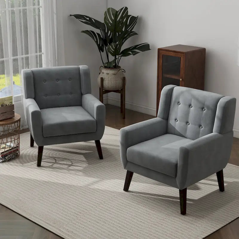 Lot de 2 fauteuils de salon en velours avec accoudoirs