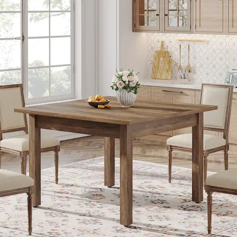 Table à manger carrée de 100 cm pour 2-4 personnes avec pieds en bois massif pour salon et salle à manger