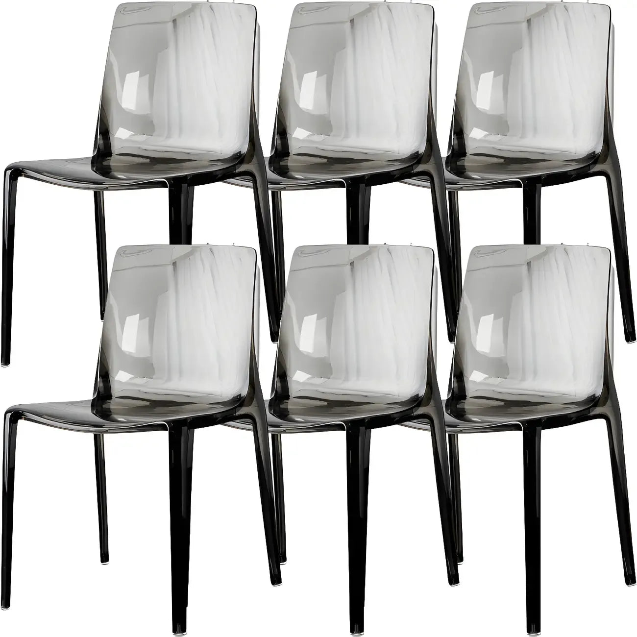 Chaise de salle à manger sans accoudoirs à dossier bas en acrylique ambre