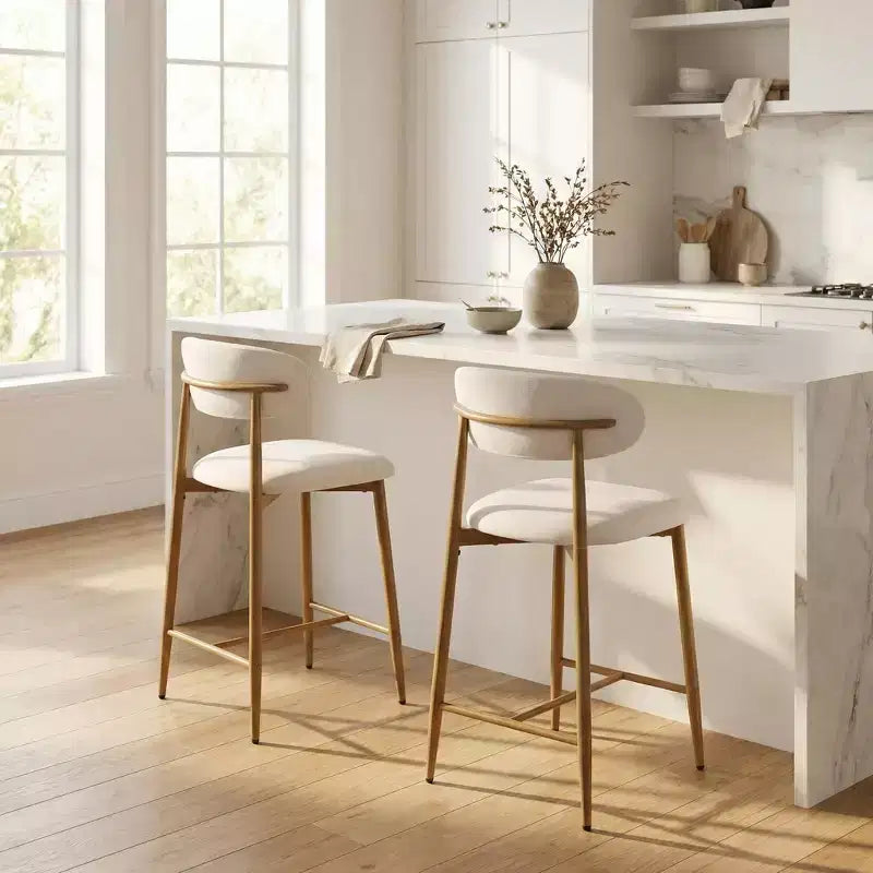 Tabouret de bar hauteur comptoir avec assise rembourrée et pieds en métal, chaise d'îlot de cuisine moderne de 26,3 pouces