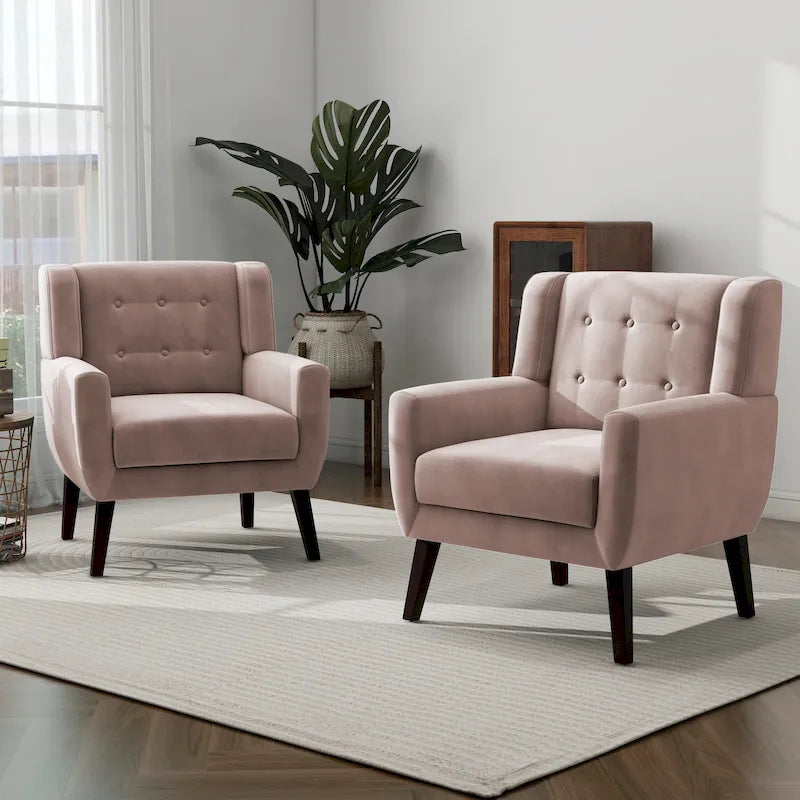 Lot de 2 fauteuils de salon en velours avec accoudoirs