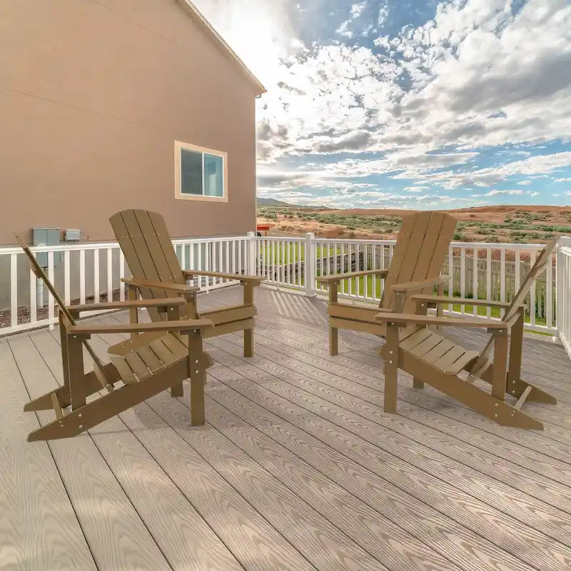 Chaises Adirondack d'extérieur en bois résistantes aux intempéries Bonosuki - Lot de 4