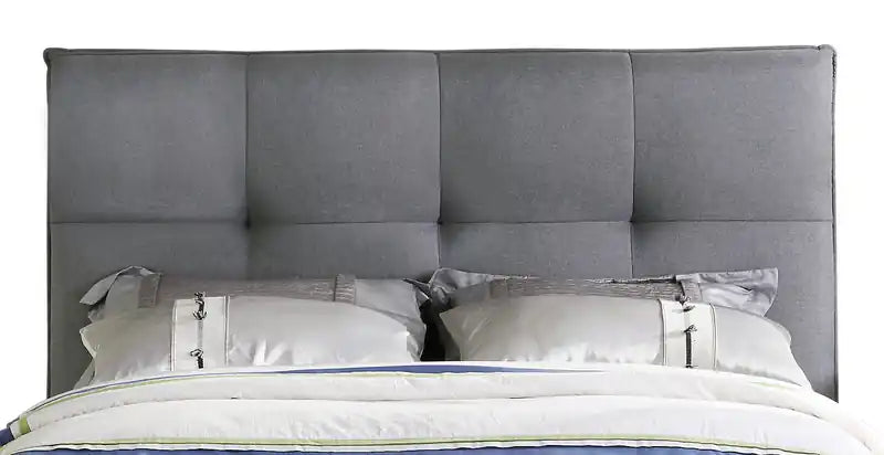 Asha Upholstered Headboard in Grey Fabric, Tufted