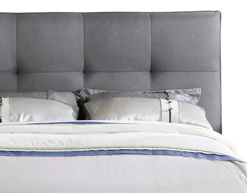 Tête de lit capitonnée Asha en tissu gris