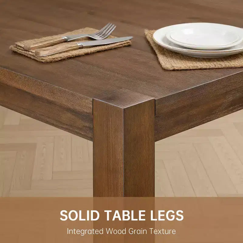 Ensemble de salle à manger moderne - Table 80" + 6 chaises rembourrées, cadre en bois massif, capacité de la table 400lbs, assemblage facile