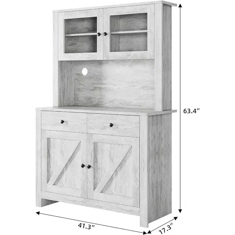 Armoire de cuisine avec support pour micro-ondes, armoire de type « hutch » avec buffet et étagères réglables, pour la cuisine et la salle à manger