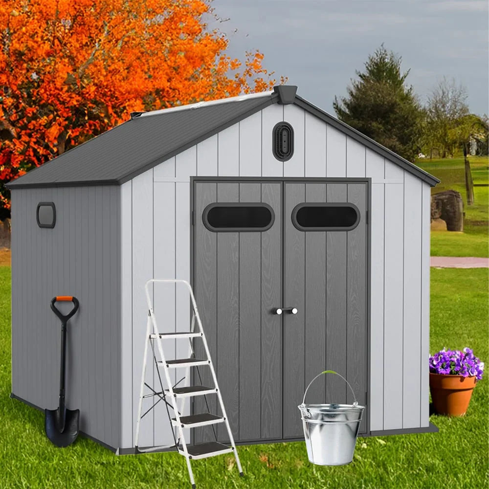Abri de jardin en résine toutes saisons avec plancher, 1,8 m x 1,2 m/1,8 m x 2,4 m/2,4 m x 1,8 m/2,4 m x 3 m, Spire Tool Shed