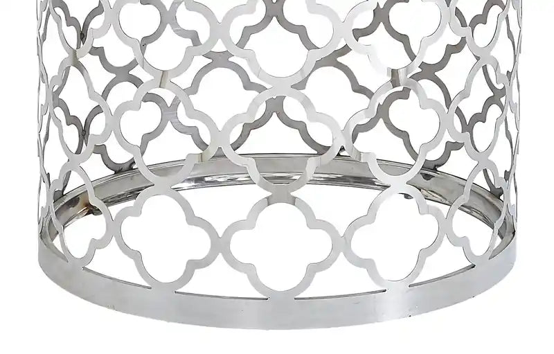 Table d'appoint ronde Glam de 19,75 po – Dessus en marbre blanc avec base en acier inoxydable