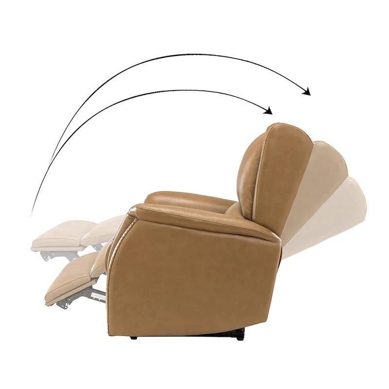 Fauteuil inclinable électrique en cuir véritable avec port USB – Ensemble de 2 fauteuils à oreilles cloutés