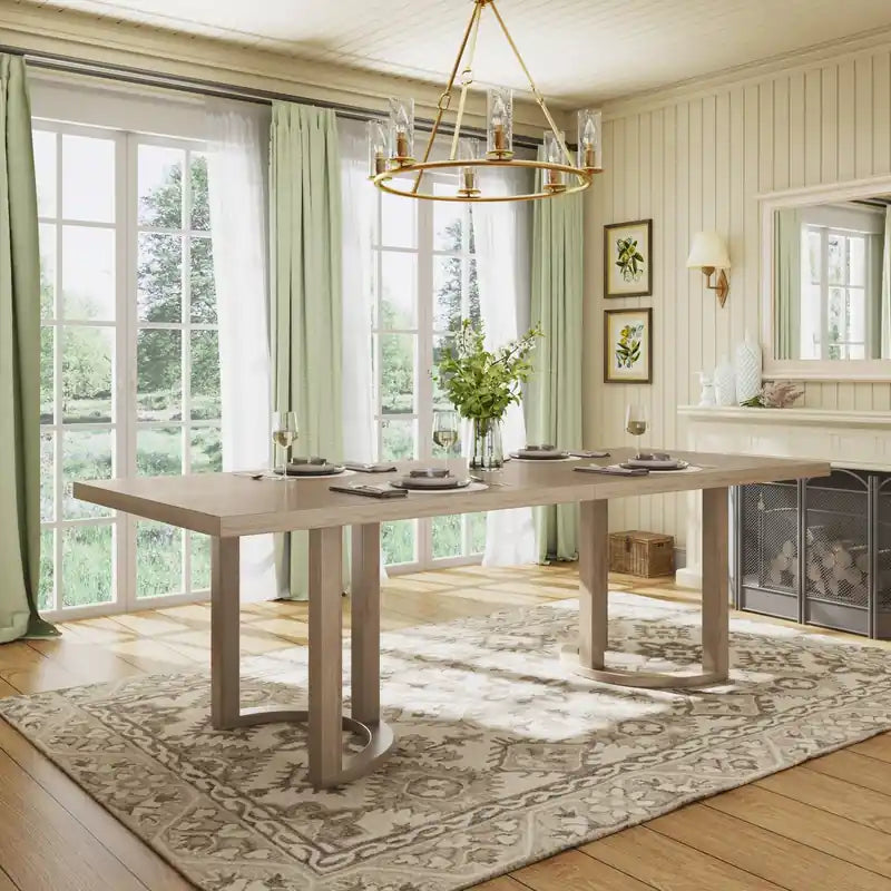 Table à manger avec piètement en U, bois id et MDF, 95l