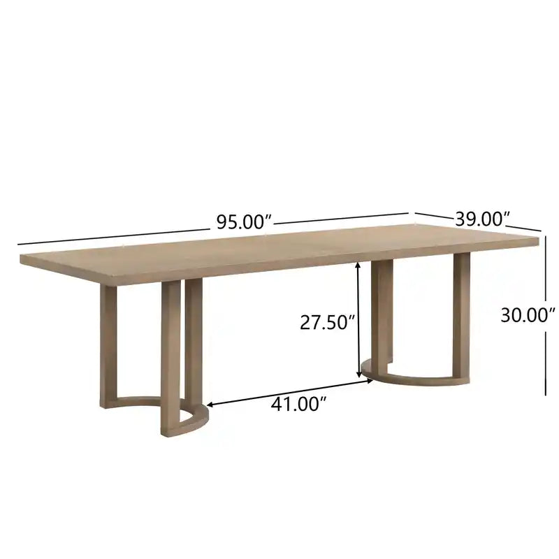 Table à manger avec piètement en U, bois id et MDF, 95l