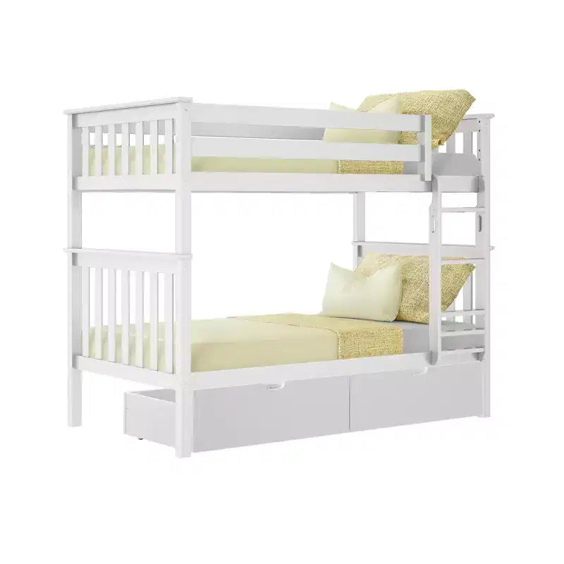 Lit superposé en bois massif pour enfants avec tiroirs de rangement