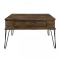 Hughey Square Coffee Table With 2 Drawers, Rustic Oak