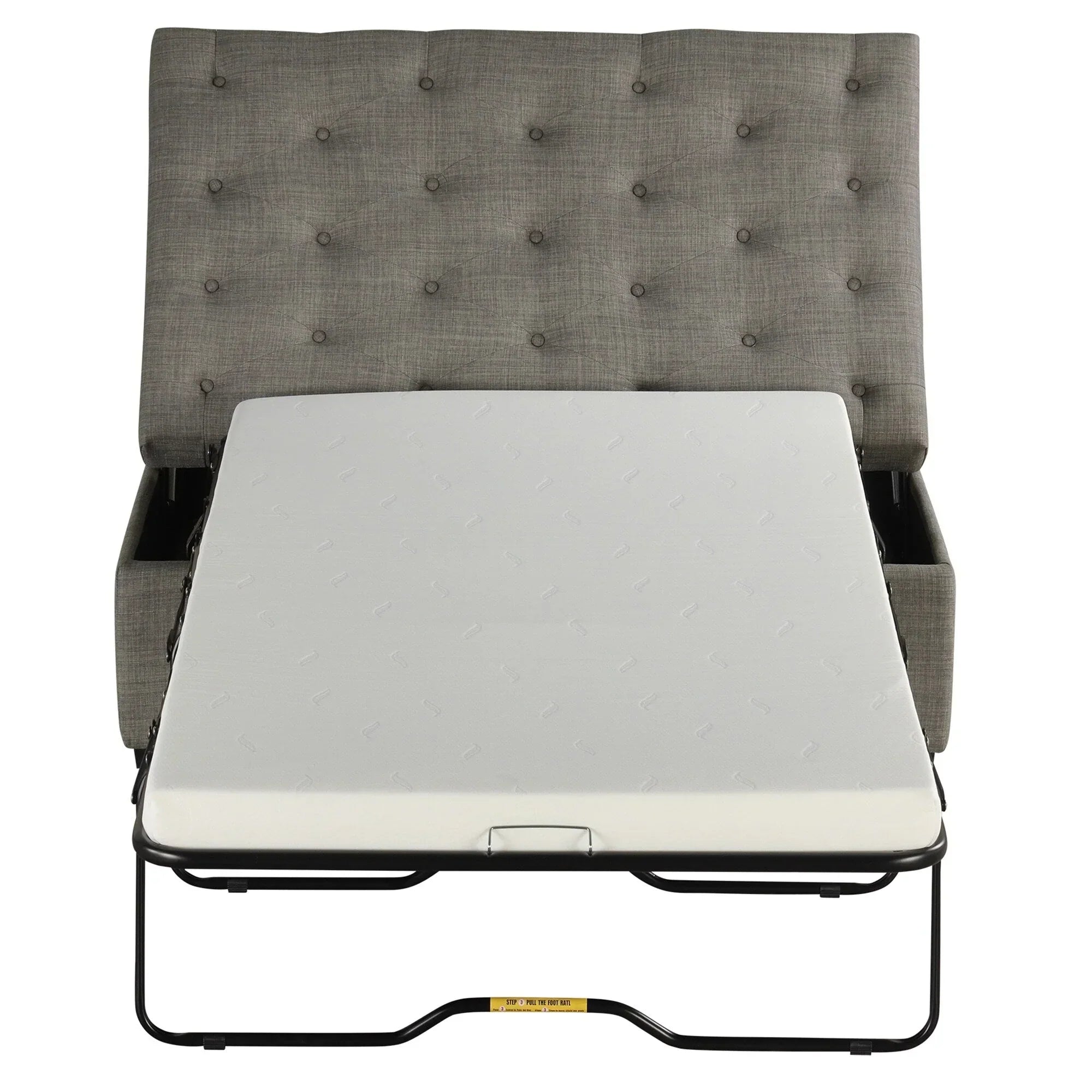Pouf lit pliant, pouf de 126 cm avec lit pliant, pouf-lit convertible avec matelas à mémoire de forme et design capitonné