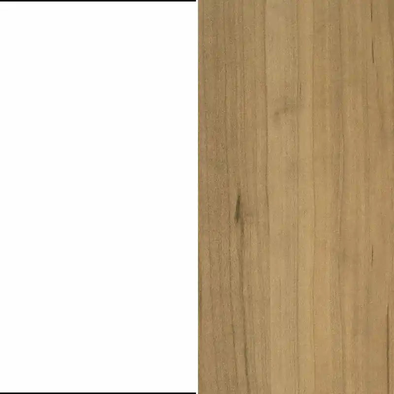 Îlot de cuisine 6 tiroirs avec portes et rangement à vin - Blanc et Érable Muscade