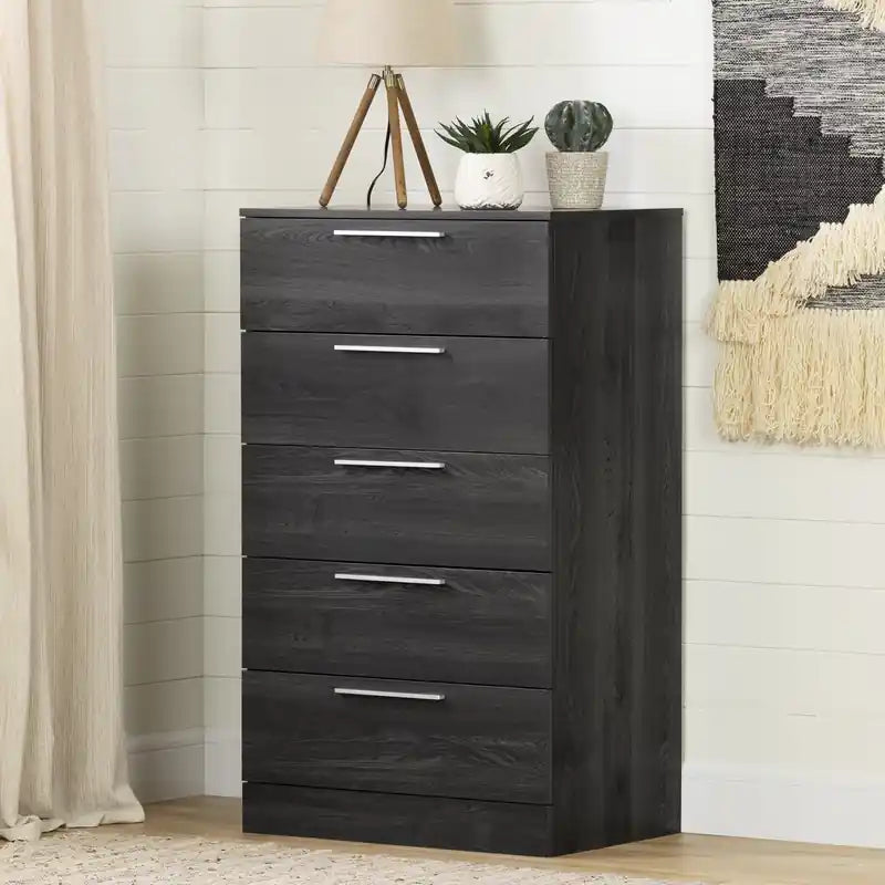 Commode essentielle 5 tiroirs - Chêne gris
