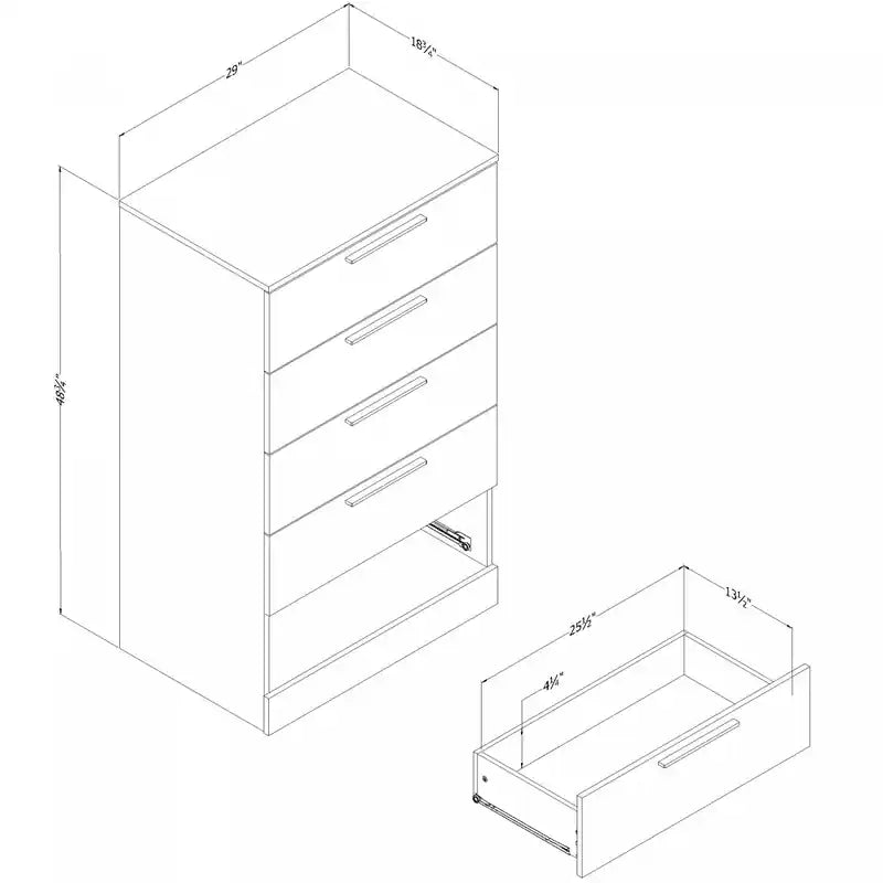 Commode essentielle 5 tiroirs - Chêne gris