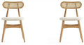 Manhattan Comfort Set of 2 Colbert Dining Chairs - Natural Cane & Oatmeal