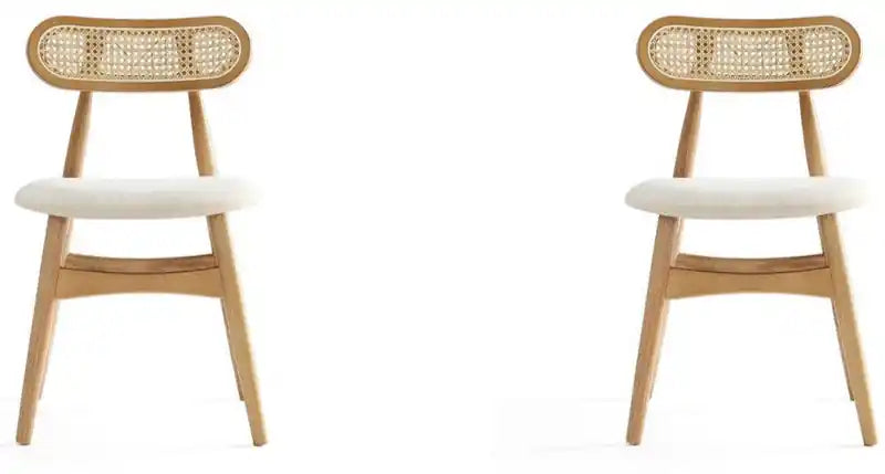 Manhattan Comfort Set of 2 Colbert Dining Chairs - Natural Cane & Oatmeal