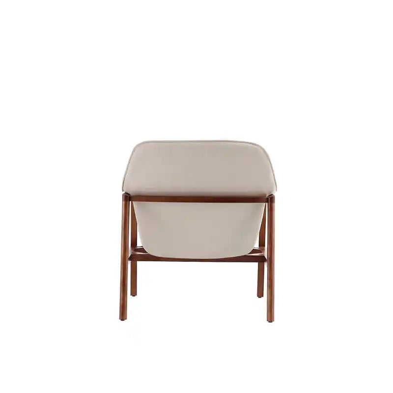 Fauteuil d'appoint en tissu façon lin - Crème et Noyer