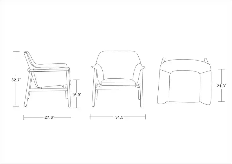 Fauteuil d'appoint en tissu façon lin - Crème et Noyer