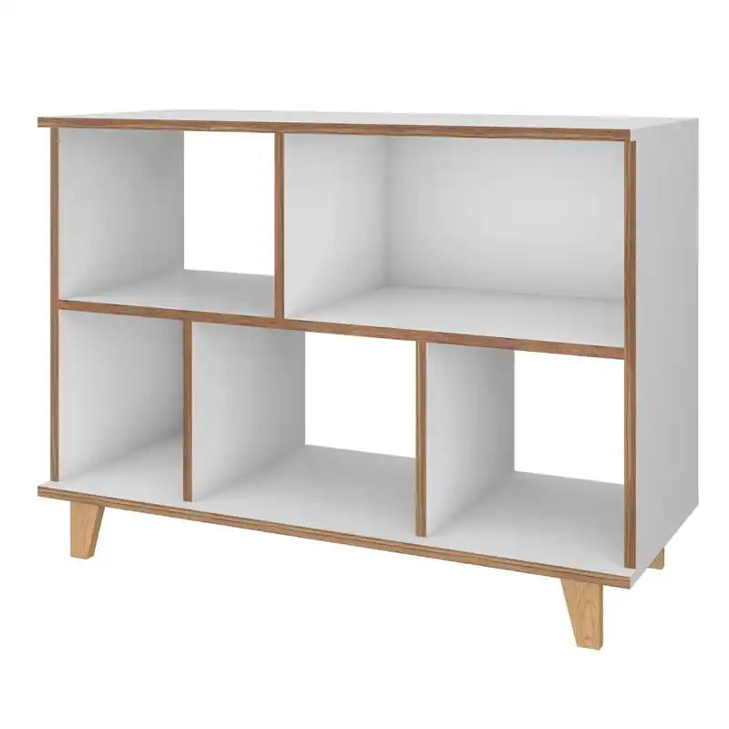 Manhattan Comfort Minetta 5-Shelf Mid-Century Low Bookcase