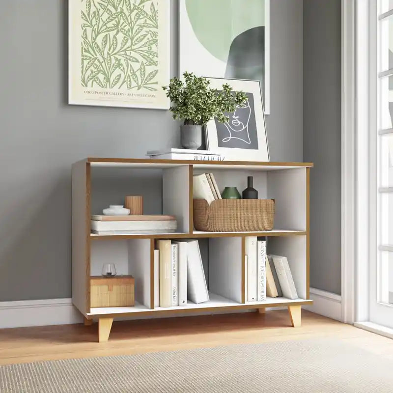 Bibliothèque basse Minetta à 5 étagères de style Mid-Century