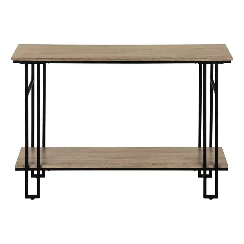 Table conique aspect bois taupe foncé et métal noir