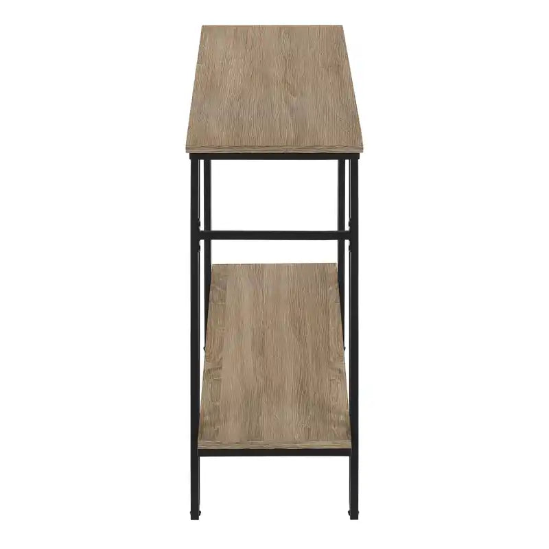 Table conique aspect bois taupe foncé et métal noir