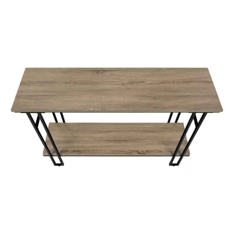 Table conique aspect bois taupe foncé et métal noir