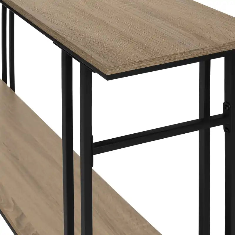 Table conique aspect bois taupe foncé et métal noir