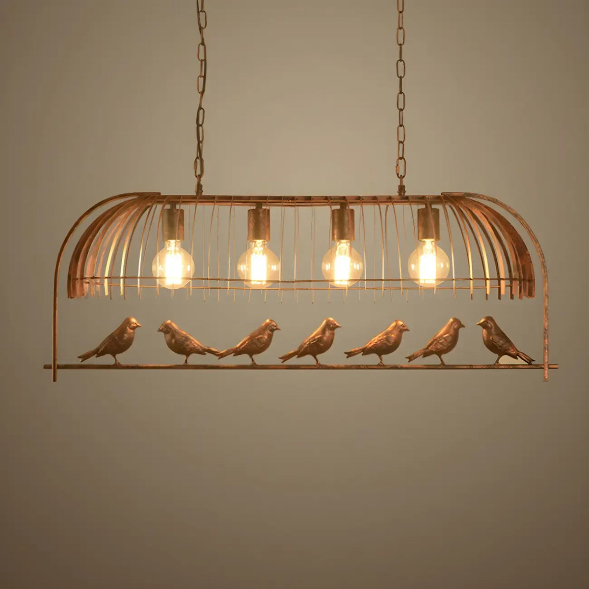 Suspension îlot de cuisine industrielle en métal en forme de cage à oiseaux