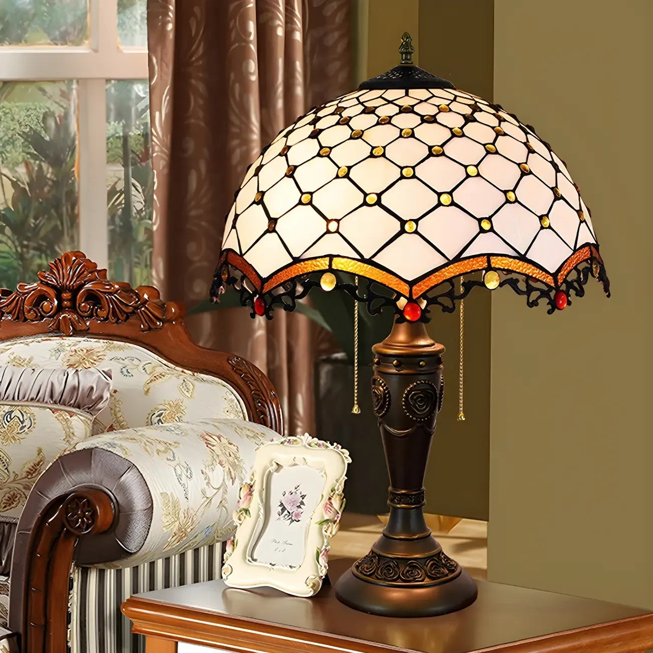 HomeyFad Lampe de table à 2 lumières dôme en verre inoxydable vintage