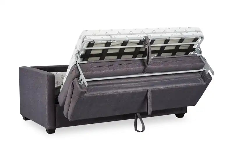 Canapé-lit en microsuède 76,5 po grand format, fabriqué au Canada, avec mousse viscoélastique et deux coussins décoratifs